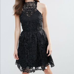 Lace Halter Neck Mini Dress